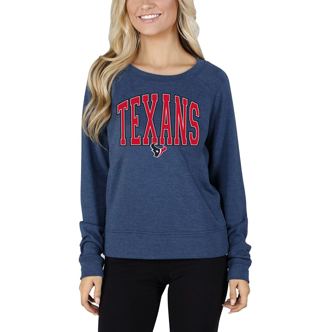 Houston Texans Concepts Sport Women's Mainstream Terry Tri-Blend Long Sleeve Top - Navy Tops