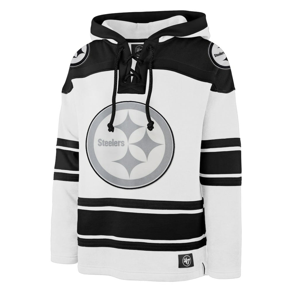 Pittsburgh Steelers '47 After Image Superior Lacer Pullover Hoodie - White Hoodies