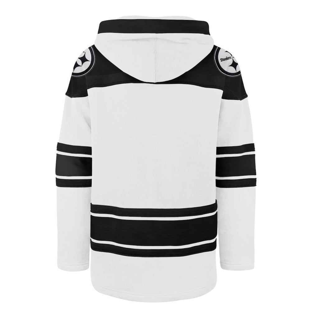 Pittsburgh Steelers '47 After Image Superior Lacer Pullover Hoodie - White Hoodies