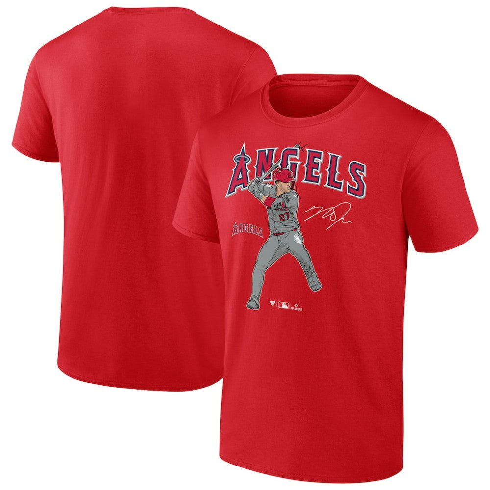 Mike Trout Los Angeles Angels Player Swing T-Shirt - Red T-shirts