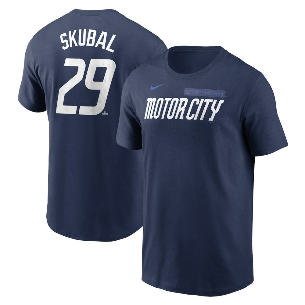Tarik Skubal Detroit Tigers Nike 2024 City Connect Fuse Name & Number T-Shirt - Navy T-shirts