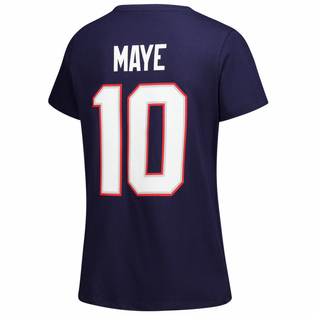 Drake Maye New England Patriots Women's Plus Size Name & Number V-Neck T-Shirt - Navy T-shirts