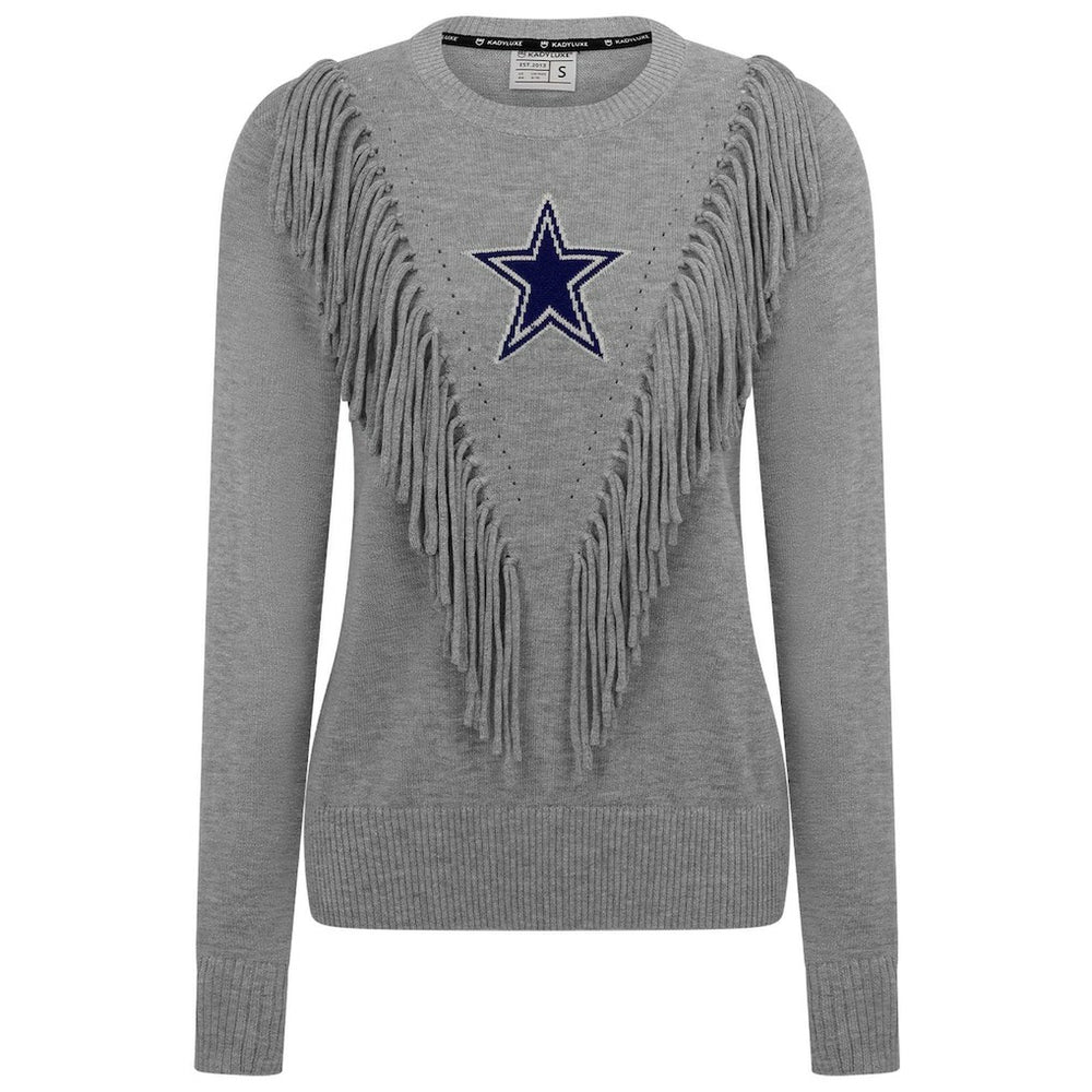 Dallas Cowboys Women's Fringe Sparkle Pullover Sweater - Silver Pullover
