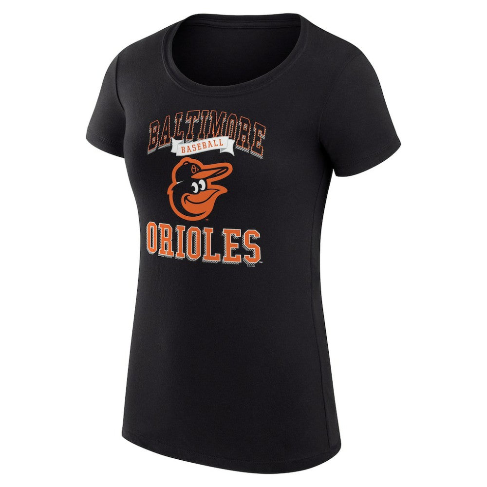 Baltimore Orioles G-III 4Her by Carl Banks Women's Super-Slim Fit Lightweight Team Logo Graphic T-Shirt - Black T-shirts