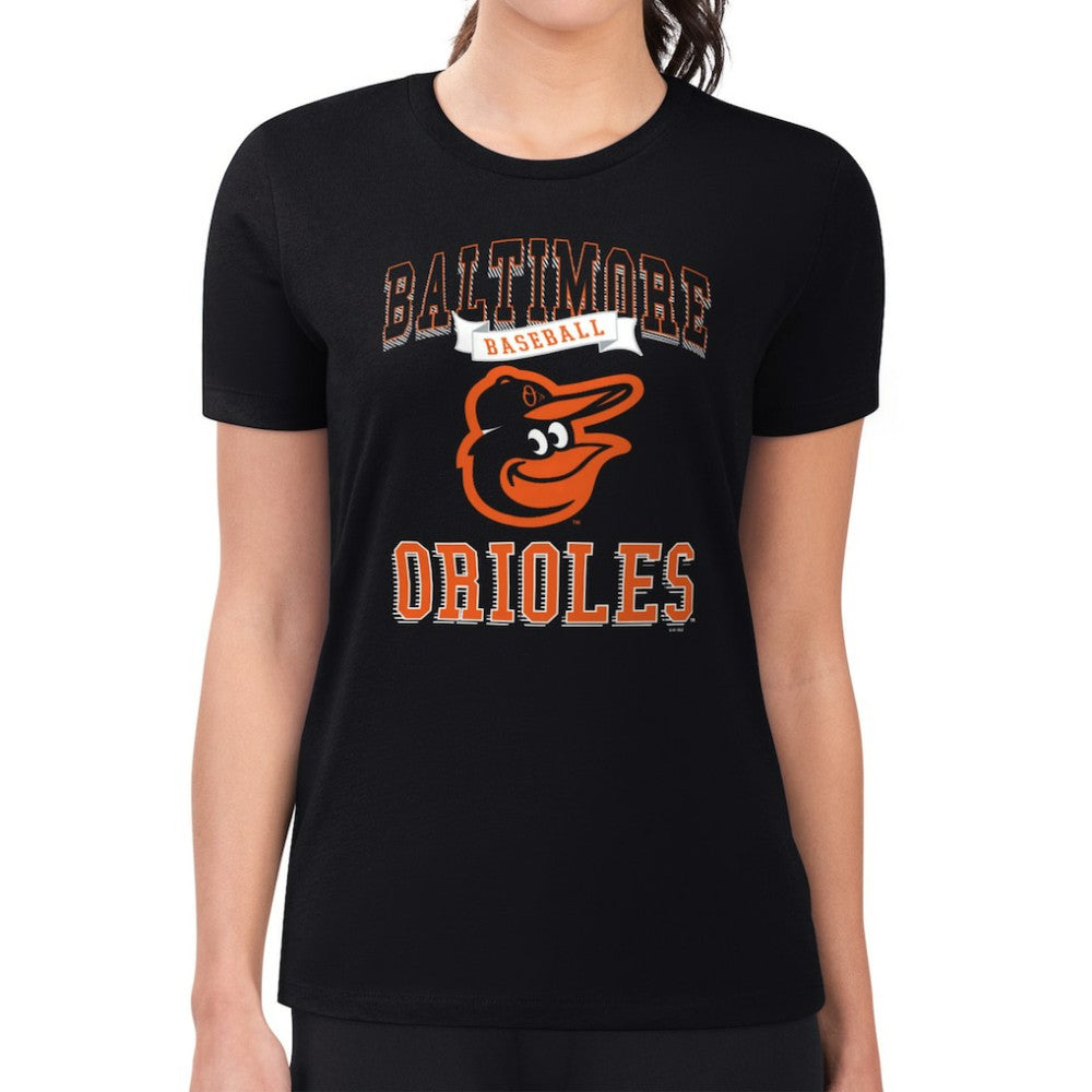 Baltimore Orioles G-III 4Her by Carl Banks Women's Super-Slim Fit Lightweight Team Logo Graphic T-Shirt - Black T-shirts