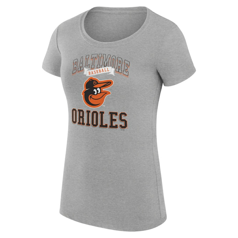 Baltimore Orioles G-III 4Her by Carl Banks Women's Super-Slim Fit Lightweight Team Logo Graphic T-Shirt - Heather Gray T-shirts