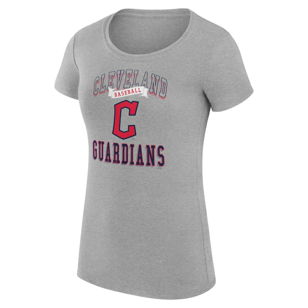 Cleveland Guardians G-III 4Her by Carl Banks Women's Super-Slim Fit Lightweight Team Logo Graphic T-Shirt - Heather Gray T-shirts