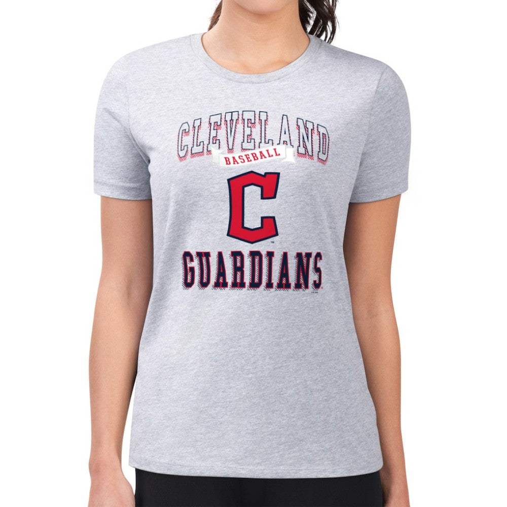 Cleveland Guardians G-III 4Her by Carl Banks Women's Super-Slim Fit Lightweight Team Logo Graphic T-Shirt - Heather Gray T-shirts