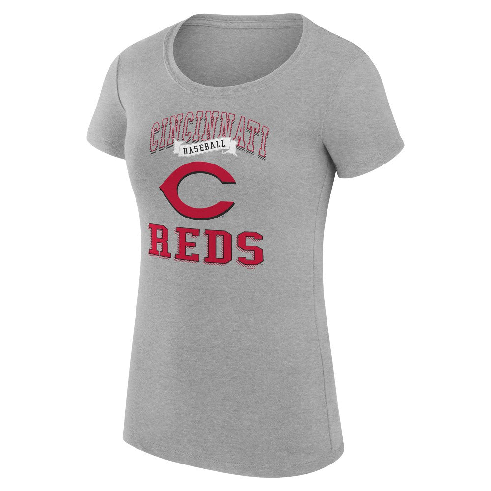 Cincinnati Reds G-III 4Her by Carl Banks Women's Super-Slim Fit Lightweight Team Logo Graphic T-Shirt - Heather Gray T-shirts