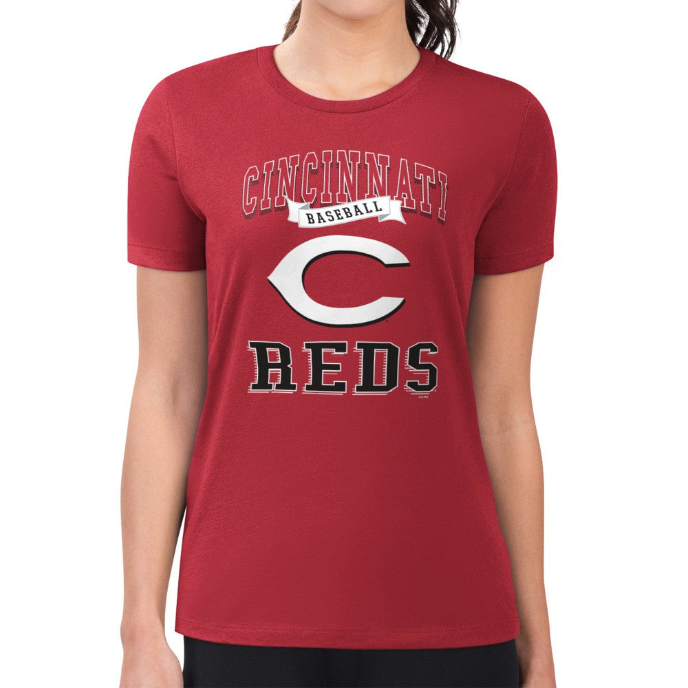 Cincinnati Reds G-III 4Her by Carl Banks Women's Super-Slim Fit Lightweight Team Logo Graphic T-Shirt - Red T-shirts