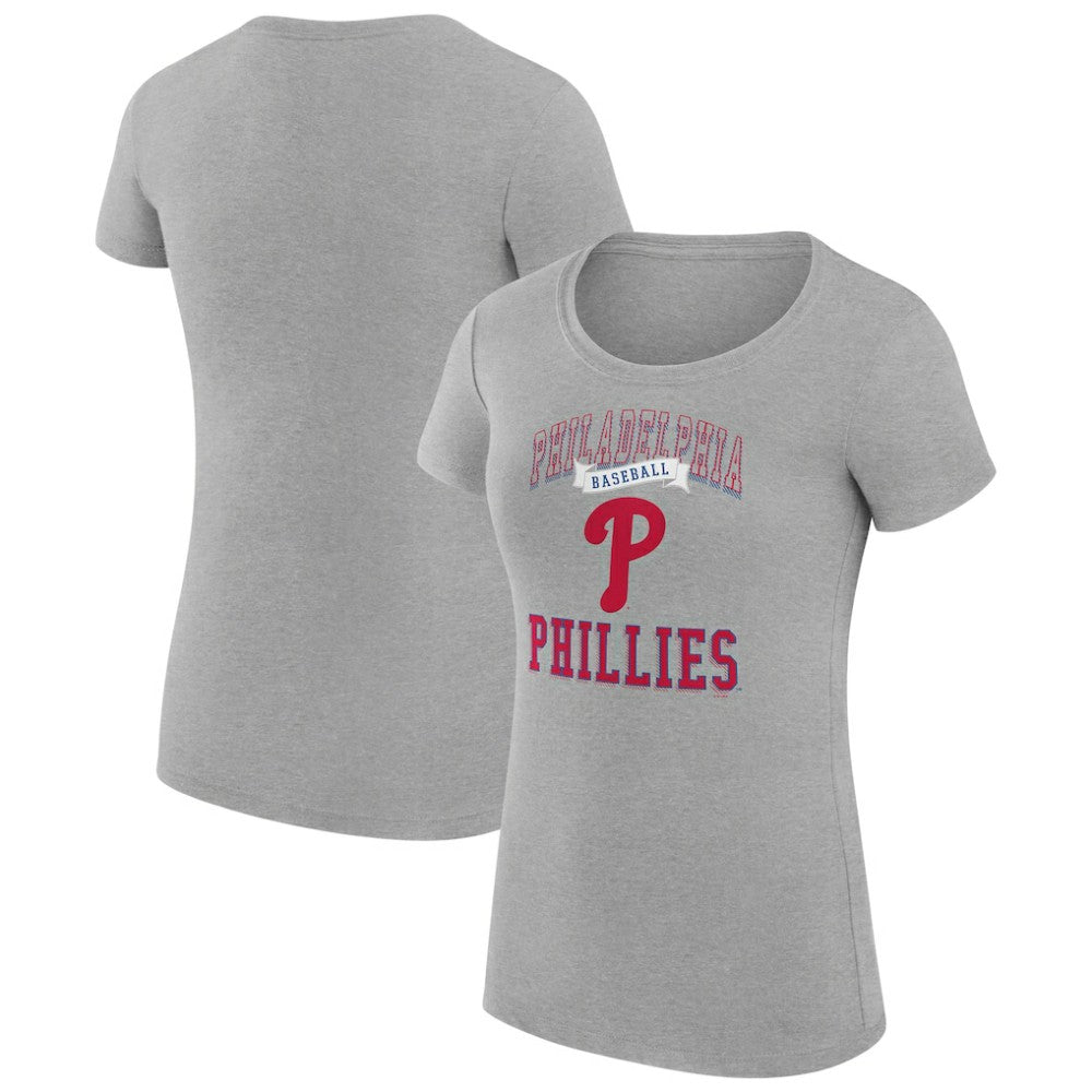 Philadelphia Phillies G-III 4Her by Carl Banks Women's Super-Slim Fit Lightweight Team Logo Graphic T-Shirt - Heather Gray T-shirts