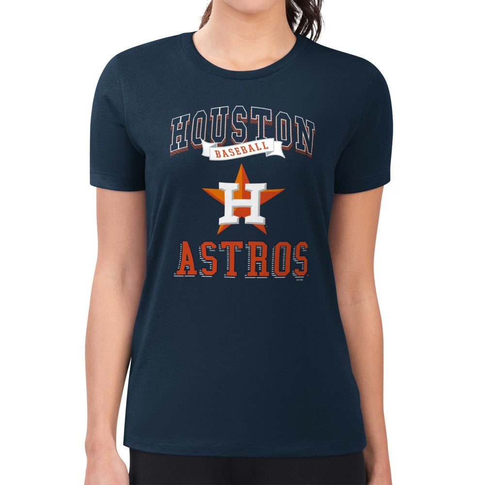 Houston Astros G-III 4Her by Carl Banks Women's Super-Slim Fit Lightweight Team Logo Graphic T-Shirt - Navy T-shirts