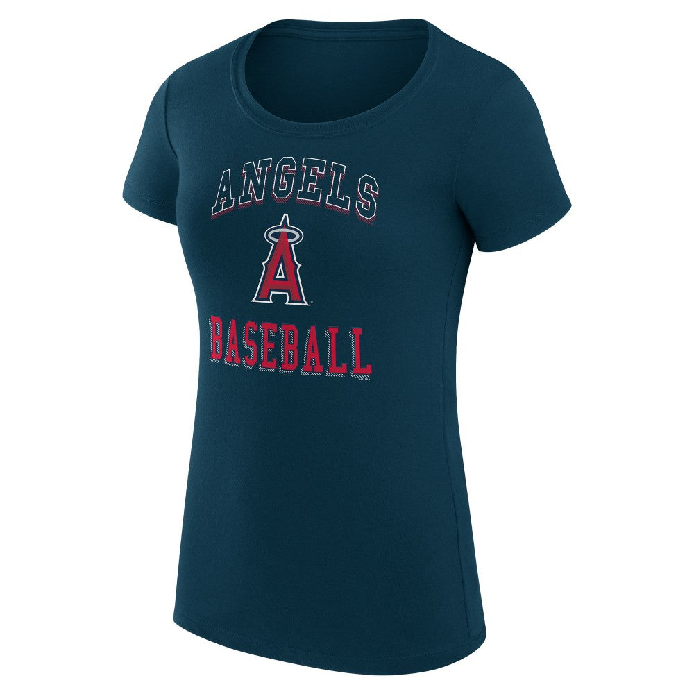 Los Angeles Angels G-III 4Her by Carl Banks Women's Super-Slim Fit Lightweight Team Logo Graphic T-Shirt - Navy T-shirts