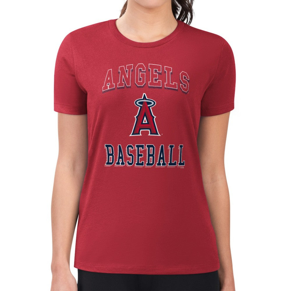 Los Angeles Angels G-III 4Her by Carl Banks Women's Super-Slim Fit Lightweight Team Logo Graphic T-Shirt - Red T-shirts