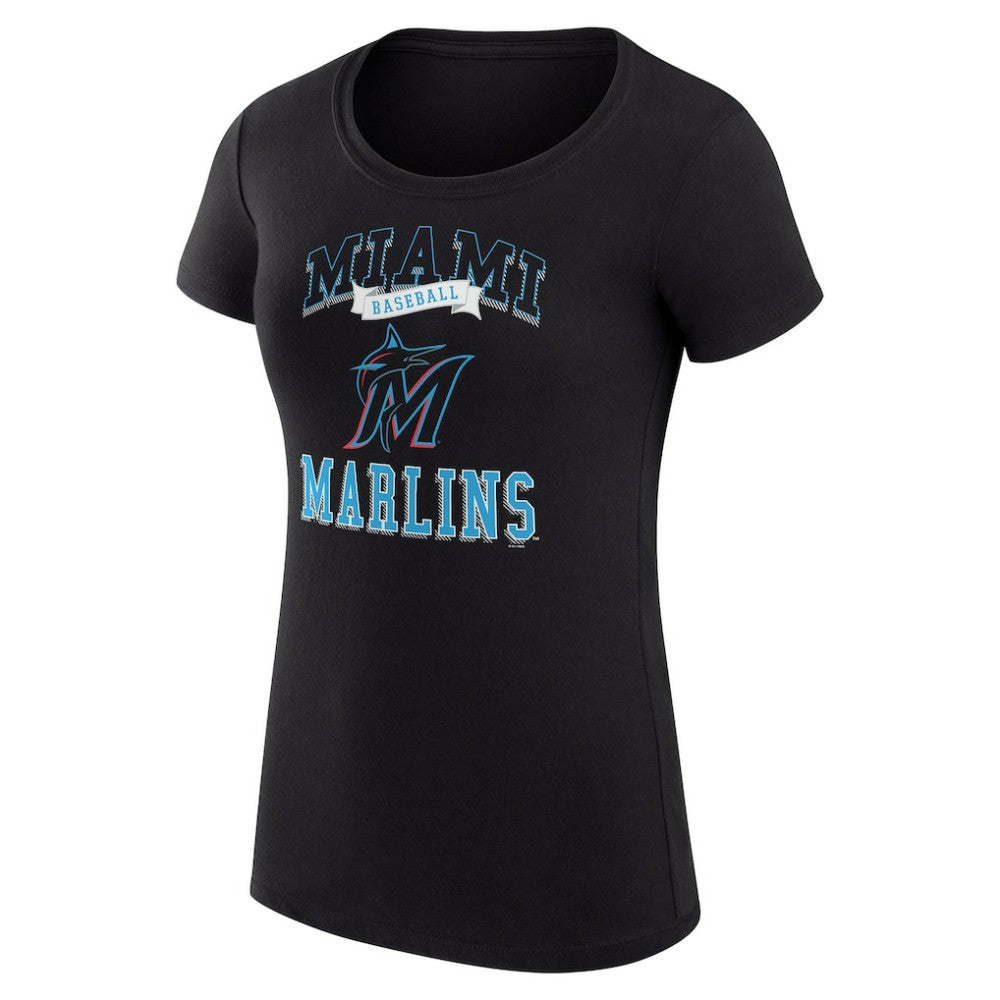 Miami Marlins G-III 4Her by Carl Banks Women's Super-Slim Fit Lightweight Team Logo Graphic T-Shirt - Black T-shirts