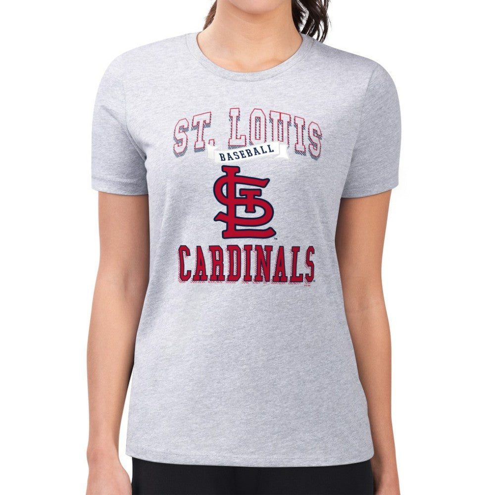 St. Louis Cardinals G-III 4Her by Carl Banks Women's Super-Slim Fit Lightweight Team Logo Graphic T-Shirt - Heather Gray T-shirts