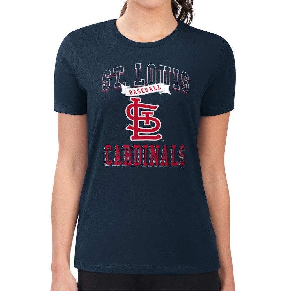 St. Louis Cardinals G-III 4Her by Carl Banks Women's Super-Slim Fit Lightweight Team Logo Graphic T-Shirt - Navy T-shirts