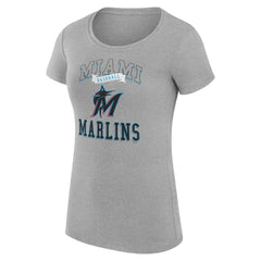 Miami Marlins G-III 4Her by Carl Banks Women's Super-Slim Fit Lightweight Team Logo Graphic T-Shirt - Heather Gray T-shirts