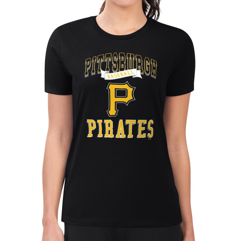 Pittsburgh Pirates G-III 4Her by Carl Banks Women's Super-Slim Fit Lightweight Team Logo Graphic T-Shirt - Black T-shirts