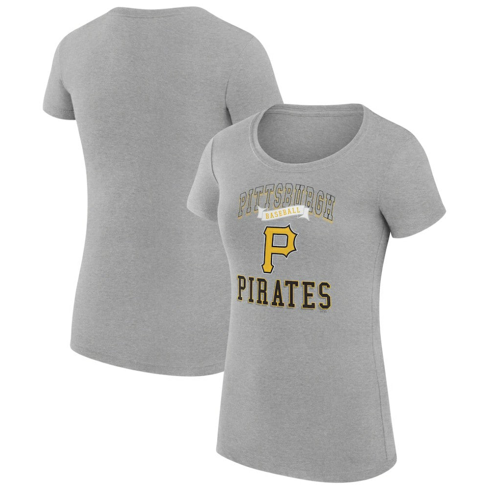 Pittsburgh Pirates G-III 4Her by Carl Banks Women's Super-Slim Fit Lightweight Team Logo Graphic T-Shirt - Heather Gray T-shirts