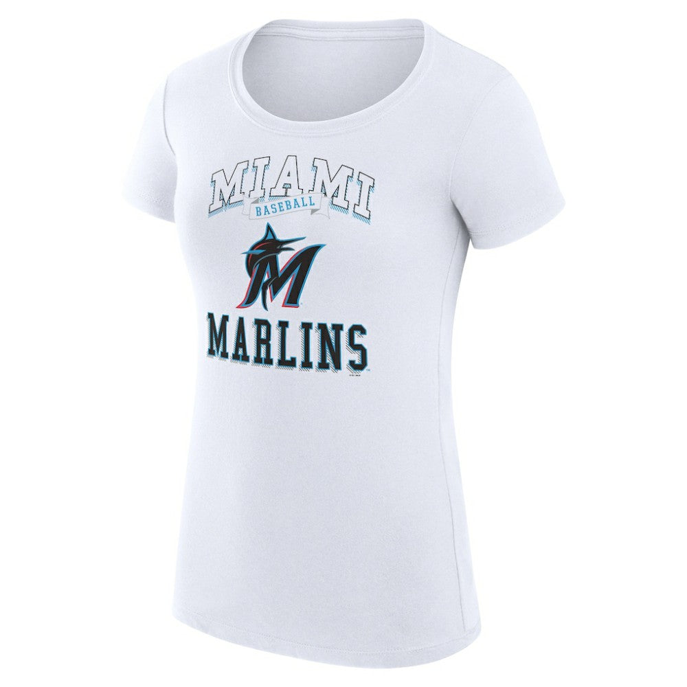 Miami Marlins G-III 4Her by Carl Banks Women's Super-Slim Fit Lightweight Team Logo Graphic T-Shirt - White T-shirts