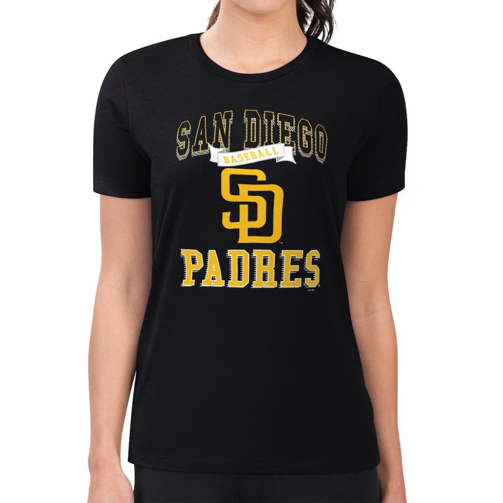 San Diego Padres G-III 4Her by Carl Banks Women's Super-Slim Fit Lightweight Team Logo Graphic T-Shirt - Black T-shirts