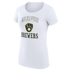 Milwaukee Brewers G-III 4Her by Carl Banks Women's Super-Slim Fit Lightweight Team Logo Graphic T-Shirt - White T-shirts