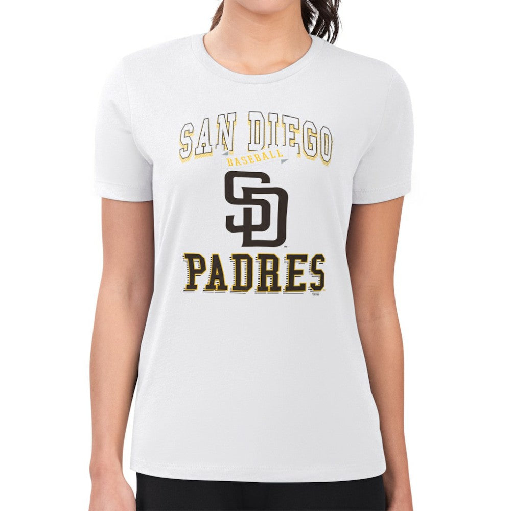 San Diego Padres G-III 4Her by Carl Banks Women's Super-Slim Fit Lightweight Team Logo Graphic T-Shirt - White T-shirts