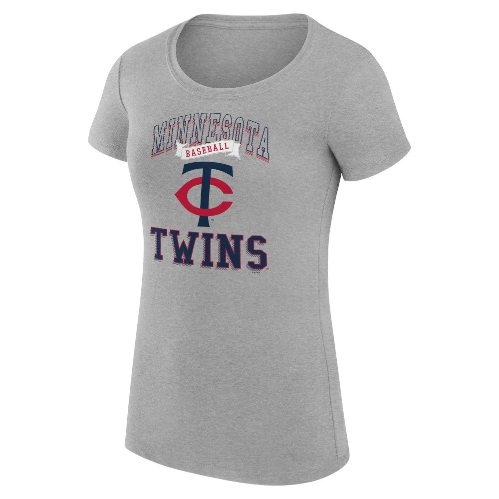 Minnesota Twins G-III 4Her by Carl Banks Women's Super-Slim Fit Lightweight Team Logo Graphic T-Shirt - Heather Gray T-shirts