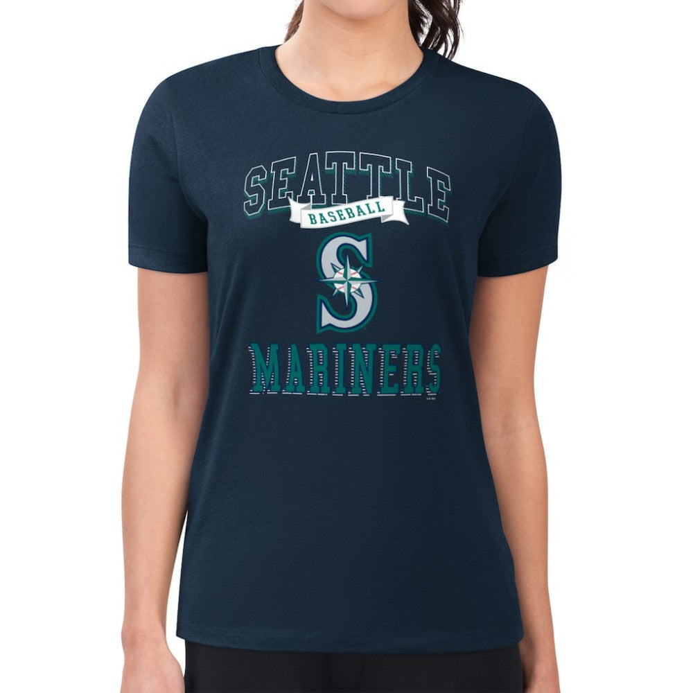 Seattle Mariners G-III 4Her by Carl Banks Women's Super-Slim Fit Lightweight Team Logo Graphic T-Shirt - Navy T-shirts