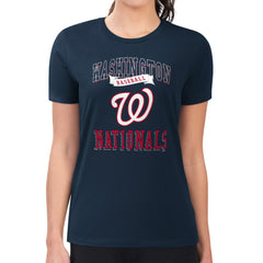 Washington Nationals G-III 4Her by Carl Banks Women's Super-Slim Fit Lightweight Team Logo Graphic T-Shirt - Navy T-shirts