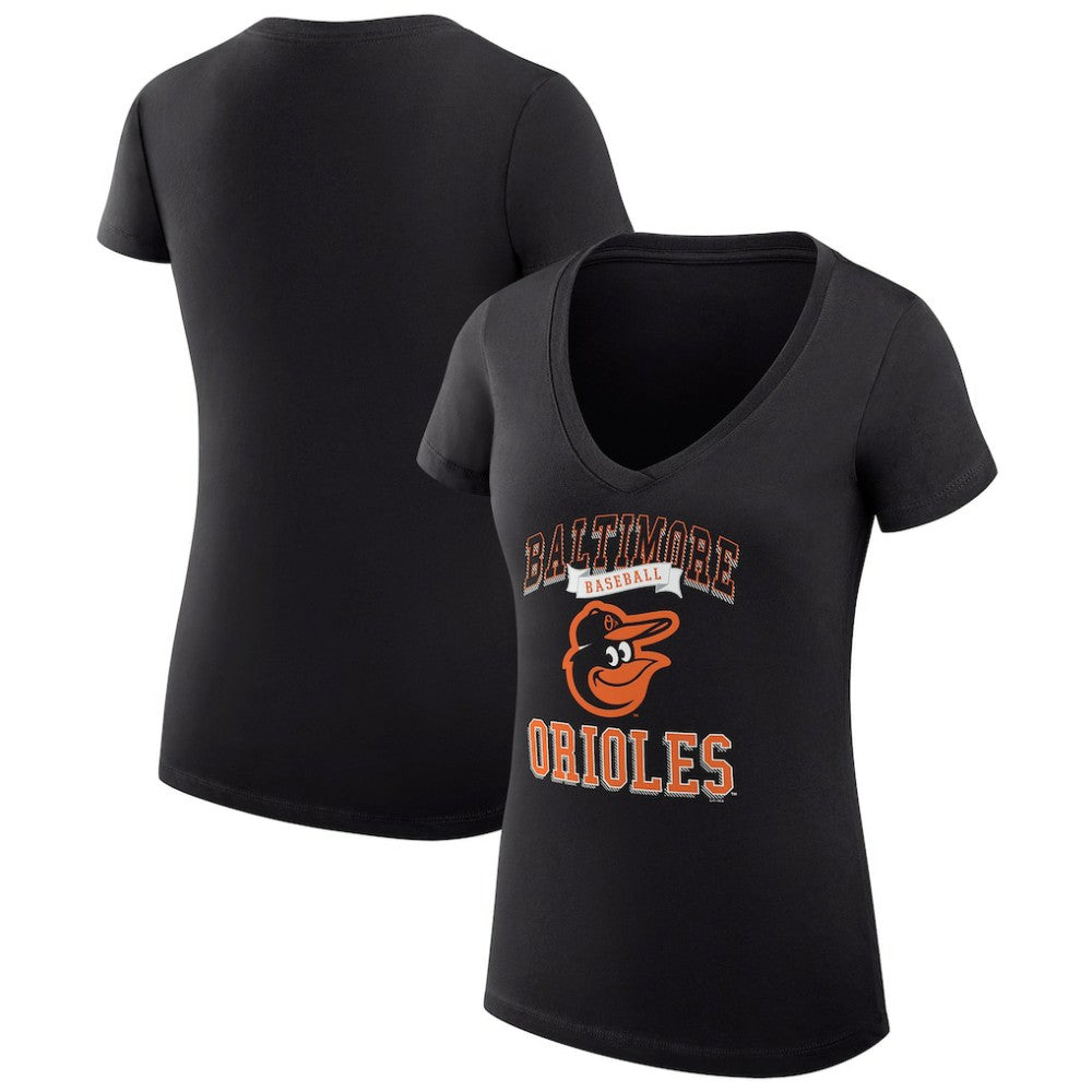Baltimore Orioles G-III 4Her by Carl Banks Women's Super-Slim Fit Lightweight Team Logo Graphic V-Neck T-Shirt - Black T-shirts