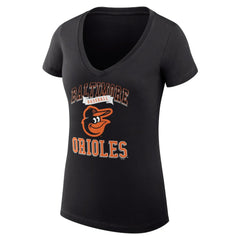Baltimore Orioles G-III 4Her by Carl Banks Women's Super-Slim Fit Lightweight Team Logo Graphic V-Neck T-Shirt - Black T-shirts