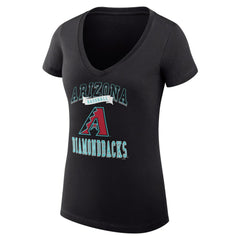 Arizona Diamondbacks G-III 4Her by Carl Banks Women's Super-Slim Fit Lightweight Team Logo Graphic V-Neck T-Shirt - Black T-shirts