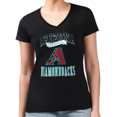 Arizona Diamondbacks G-III 4Her by Carl Banks Women's Super-Slim Fit Lightweight Team Logo Graphic V-Neck T-Shirt - Black T-shirts