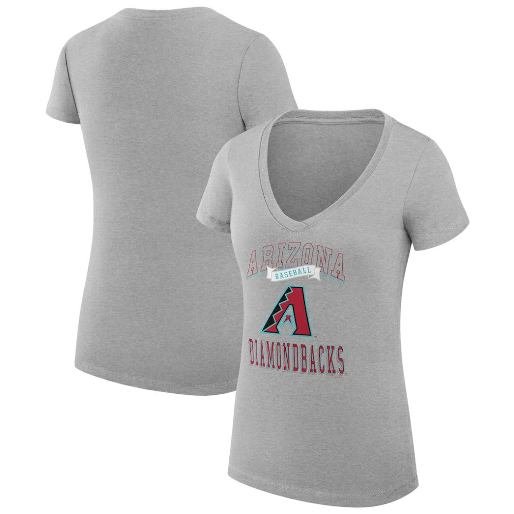 Arizona Diamondbacks G-III 4Her by Carl Banks Women's Super-Slim Fit Lightweight Team Logo Graphic V-Neck T-Shirt - Heather Gray T-shirts