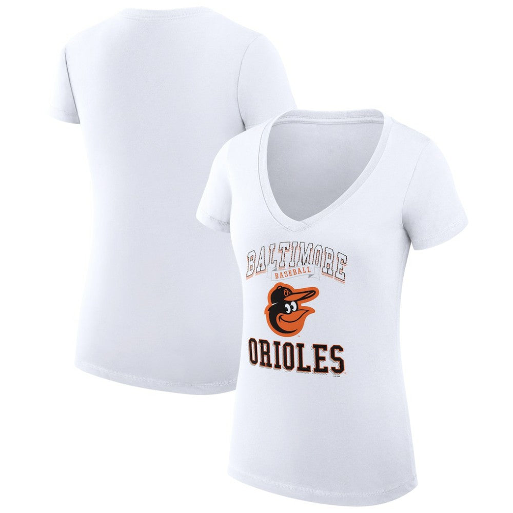 Baltimore Orioles G-III 4Her by Carl Banks Women's Super-Slim Fit Lightweight Team Logo Graphic V-Neck T-Shirt - White T-shirts