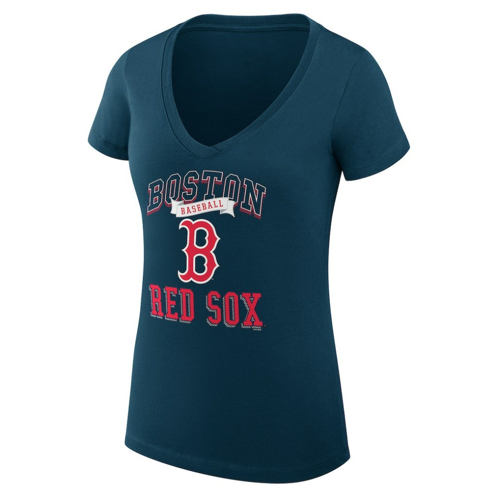 Boston Red Sox G-III 4Her by Carl Banks Women's Super-Slim Fit Lightweight Team Logo Graphic V-Neck T-Shirt - Navy T-shirts