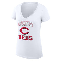 Cincinnati Reds G-III 4Her by Carl Banks Women's Super-Slim Fit Lightweight Team Logo Graphic V-Neck T-Shirt - White T-shirts