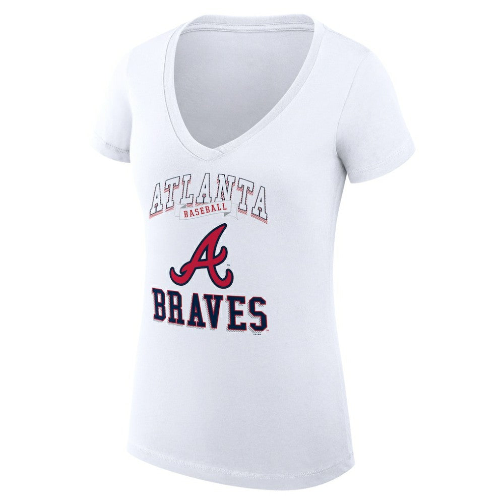 Atlanta Braves G-III 4Her by Carl Banks Women's Super-Slim Fit Lightweight Team Logo Graphic V-Neck T-Shirt - White T-shirts