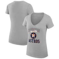 Houston Astros G-III 4Her by Carl Banks Women's Super-Slim Fit Lightweight Team Logo Graphic V-Neck T-Shirt - Heather Gray T-shirts