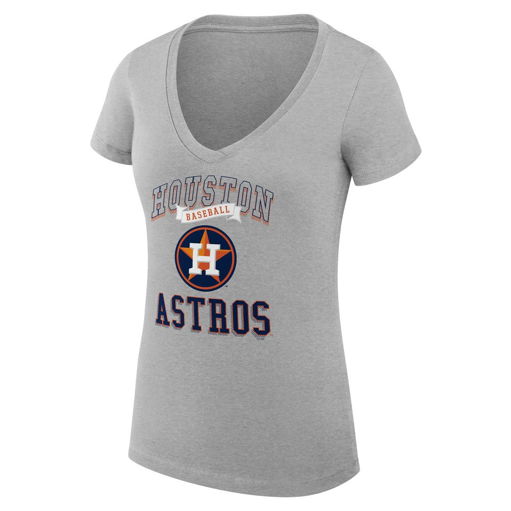 Houston Astros G-III 4Her by Carl Banks Women's Super-Slim Fit Lightweight Team Logo Graphic V-Neck T-Shirt - Heather Gray T-shirts