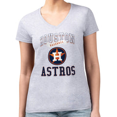 Houston Astros G-III 4Her by Carl Banks Women's Super-Slim Fit Lightweight Team Logo Graphic V-Neck T-Shirt - Heather Gray T-shirts