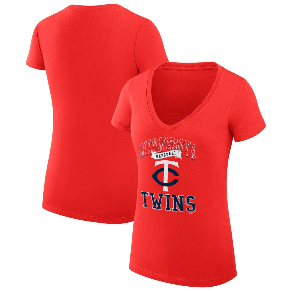 Minnesota Twins G-III 4Her by Carl Banks Women's Super-Slim Fit Lightweight Team Logo Graphic V-Neck T-Shirt - Red T-shirts