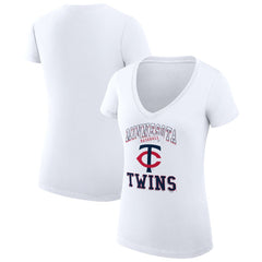 Minnesota Twins G-III 4Her by Carl Banks Women's Super-Slim Fit Lightweight Team Logo Graphic V-Neck T-Shirt - White T-shirts