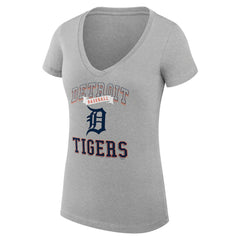 Detroit Tigers G-III 4Her by Carl Banks Women's Super-Slim Fit Lightweight Team Logo Graphic V-Neck T-Shirt - Heather Gray T-shirts