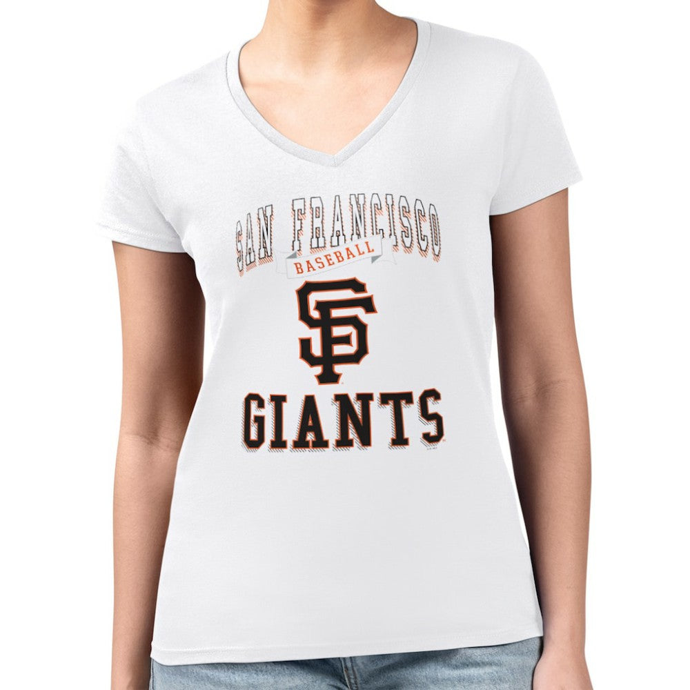 San Francisco Giants G-III 4Her by Carl Banks Women's Super-Slim Fit Lightweight Team Logo Graphic V-Neck T-Shirt - White T-shirts