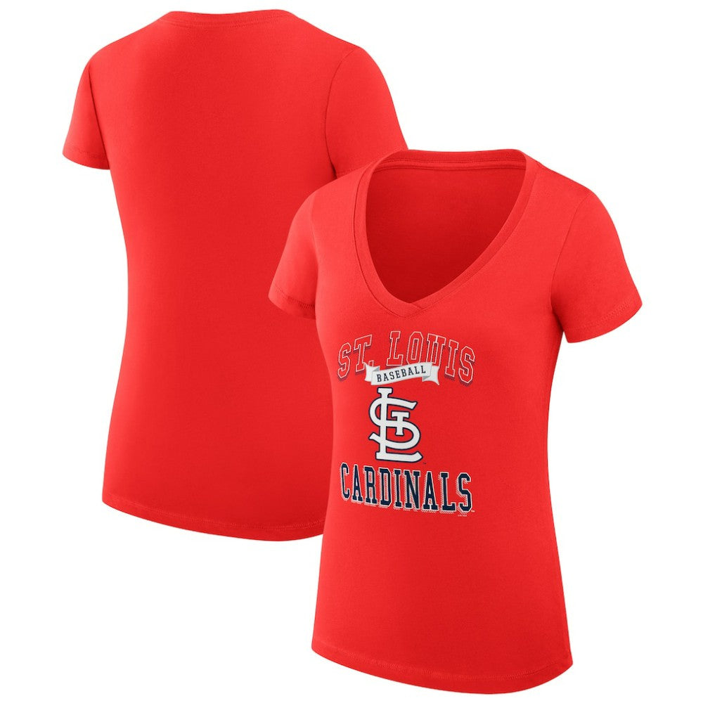 St. Louis Cardinals G-III 4Her by Carl Banks Women's Super-Slim Fit Lightweight Team Logo Graphic V-Neck T-Shirt - Red T-shirts