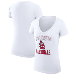 St. Louis Cardinals G-III 4Her by Carl Banks Women's Super-Slim Fit Lightweight Team Logo Graphic V-Neck T-Shirt - White T-shirts