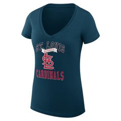 St. Louis Cardinals G-III 4Her by Carl Banks Women's Super-Slim Fit Lightweight Team Logo Graphic V-Neck T-Shirt - Navy T-shirts